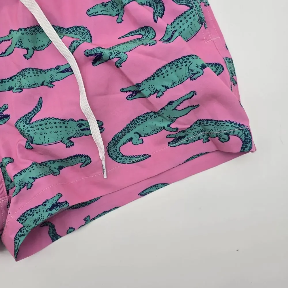 Chubbies Swim Trunks Mens Pink Alligator Glades Brief Liner Shorts